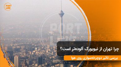 هوای آلوده تهران و برج میلاد در تصویر