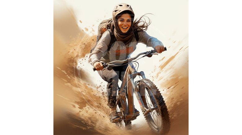 زن ایرانی روی دوچرخه کوهستان و خیلی شاد